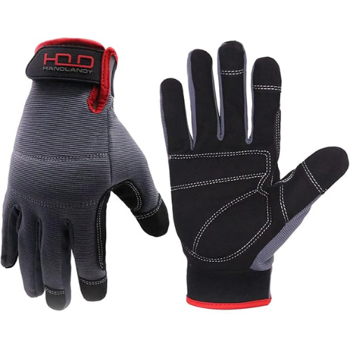 pair of dark gray flexible gloves