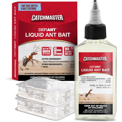 bottle of clear liquid ant bait