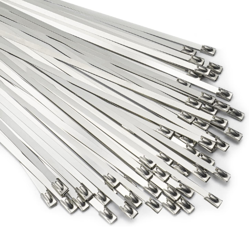 a group of metal zip ties