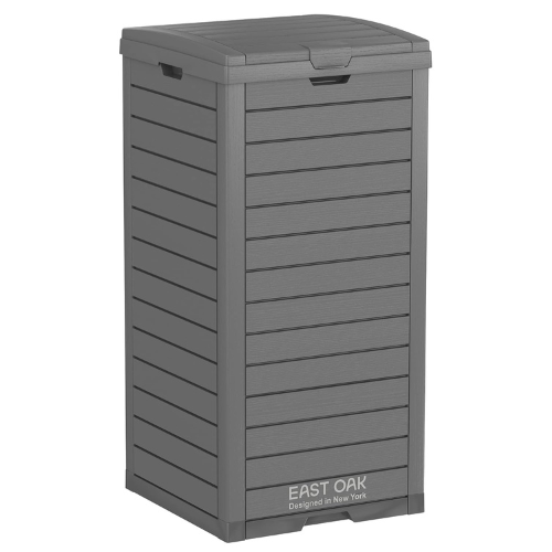 tall gray outdoor bin