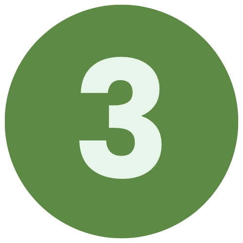 green circle with light green number 3 in center