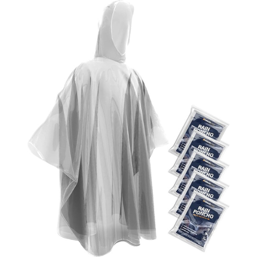 Disposable rain poncho unfolded with multi pack sealed