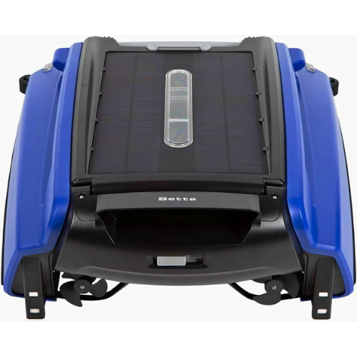Blue robotic pool cleaner top view