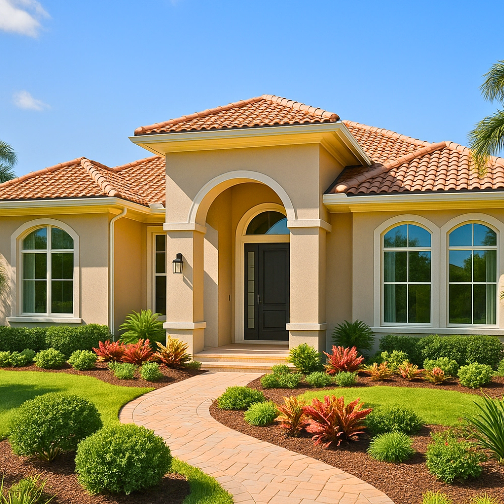 photo of residential single story home in Florida with iguana problems on the roof