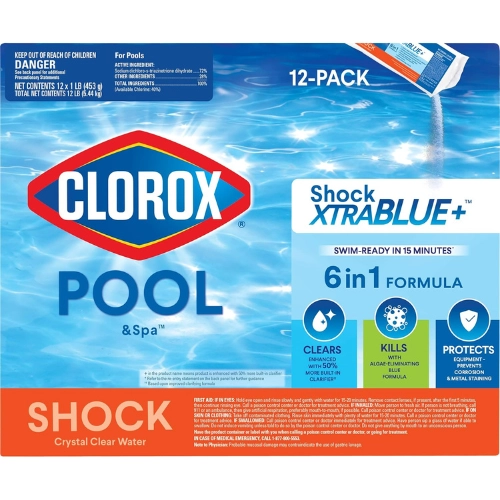 Swimming pool shock treatment for bacteria and algae removal